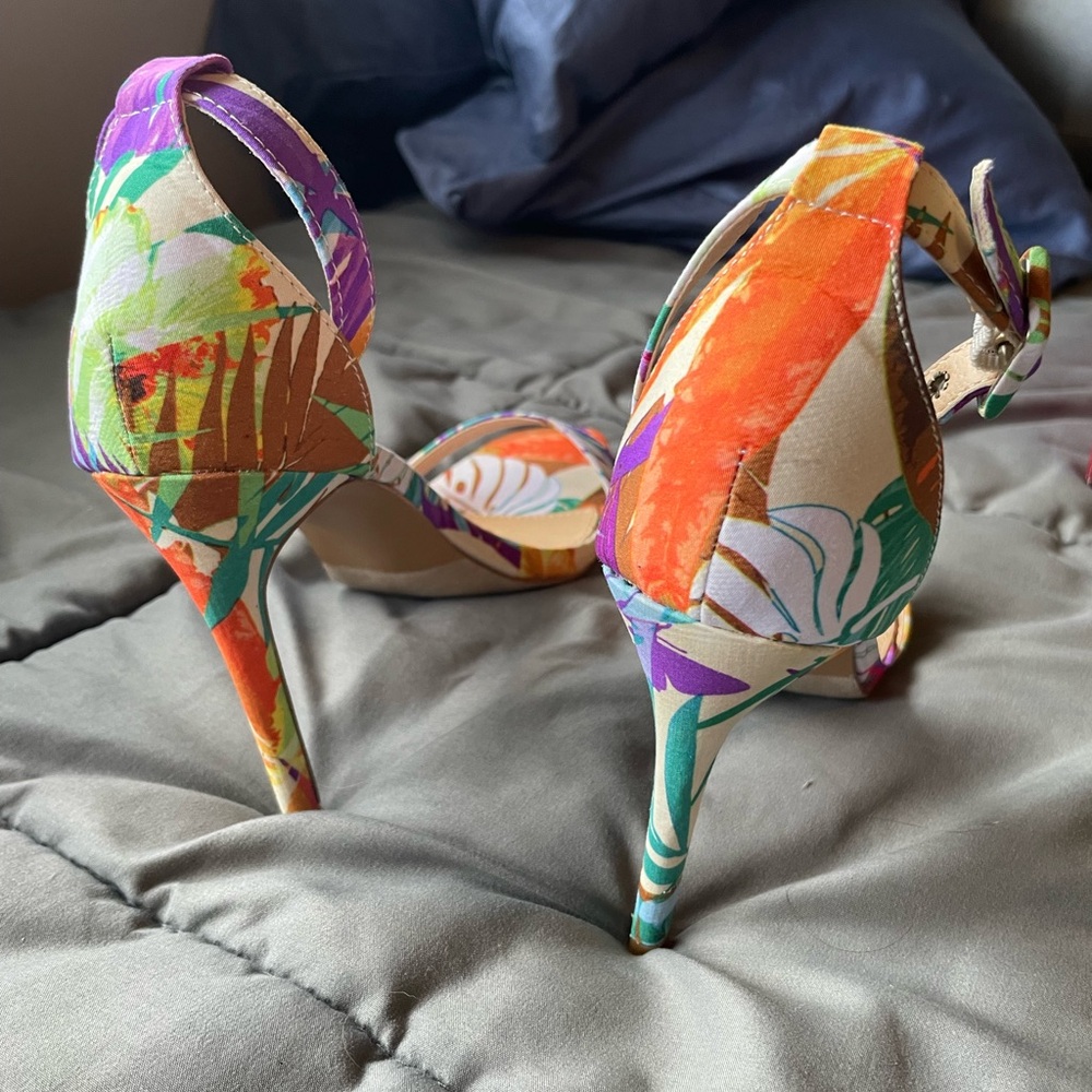 Liliana Multicolor Floral Strappy Heels - Picture 3 of 10